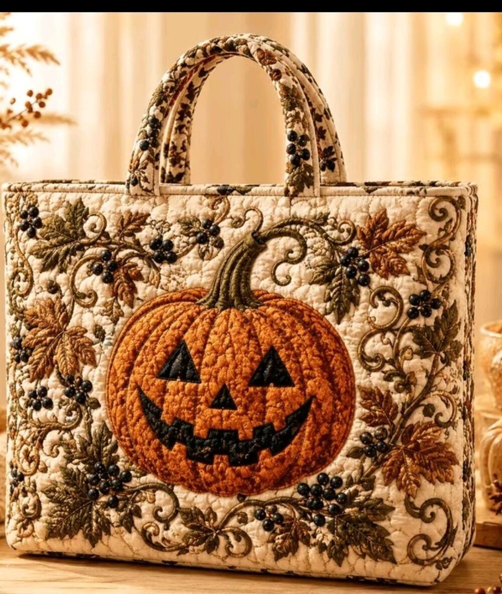 Fall Halloween Jack O Lantern Tote Bag 15" x 13"